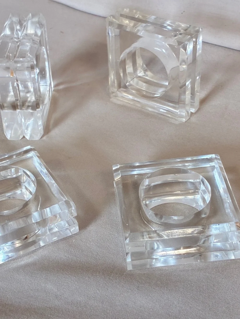 Clear lucite Square Napkin Rings 1.75